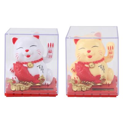 Solar Waving Cat Innovative Cute Solar Lucky Cat Solar Powered Fortune Cat with Transparent Cover Fo