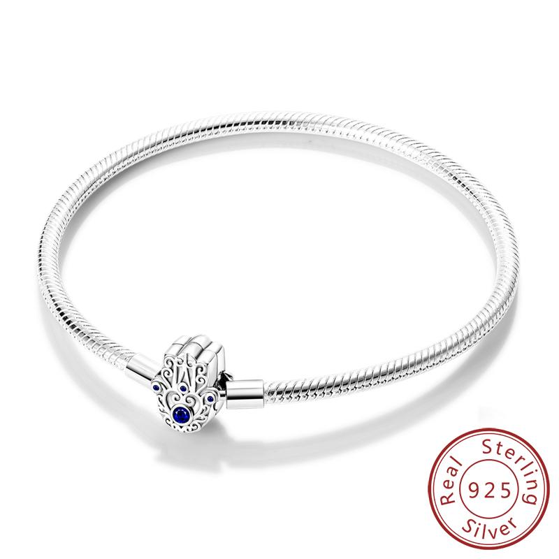 Armband Original 925 Sterling Silver Berlockarmband 17-20CM Kärlekshjärta Pave Zirkonia Armband för Kvinnor DIY Berlock Smycken Gåvor