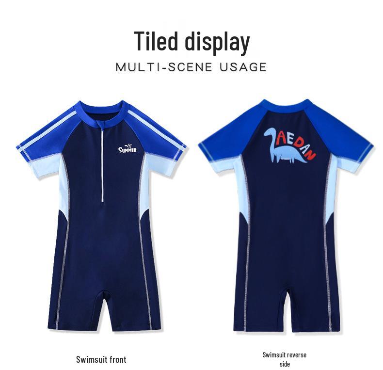 Children's Boys' One-Piece Swimsuit & Baby Swim Trunks Set - Summer Swimwear for Boys