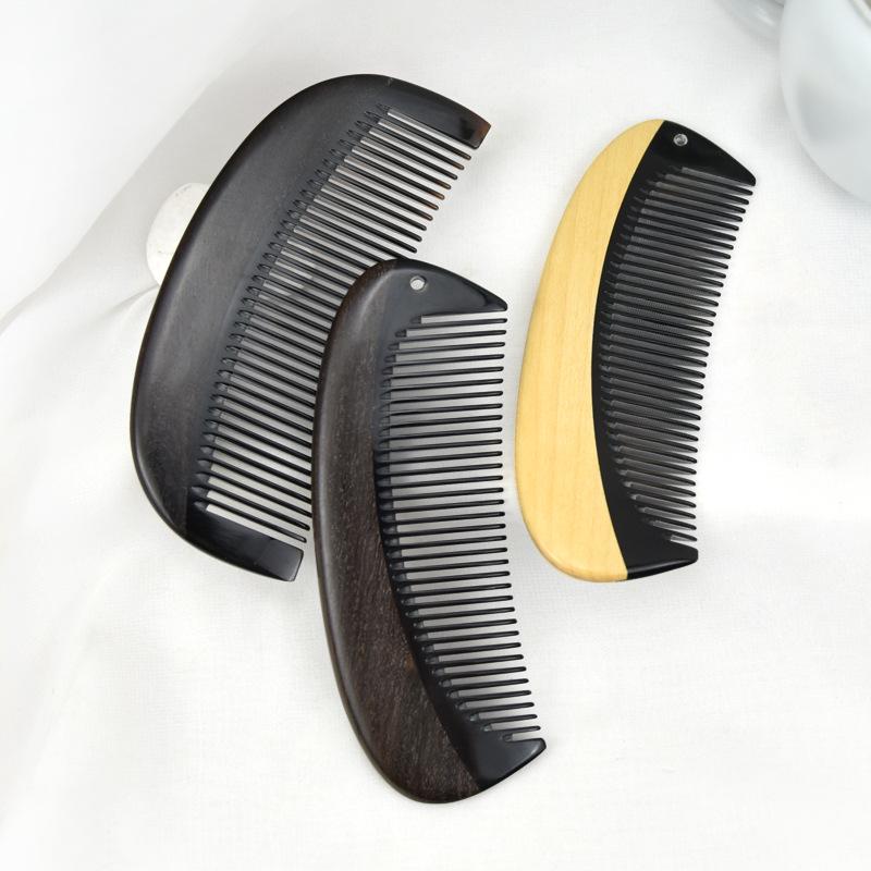 Boxwood Chen Guibao Buffalo Horn Comb: Painted Lacquer Art with Wooden Handle and Gift Engraving
