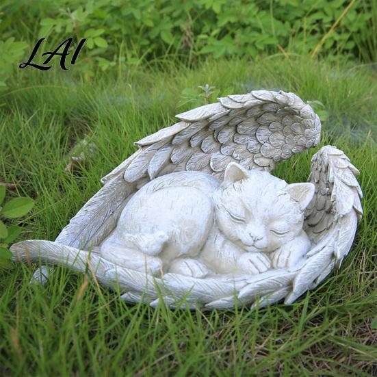 Haustierverlust Andenken Gedenkstatue mit Engelsflügeln Hund/Katze Haltbares Harz Geschenke für Katzen Skulptur Wetterfest Gedenkornament Outdoor
