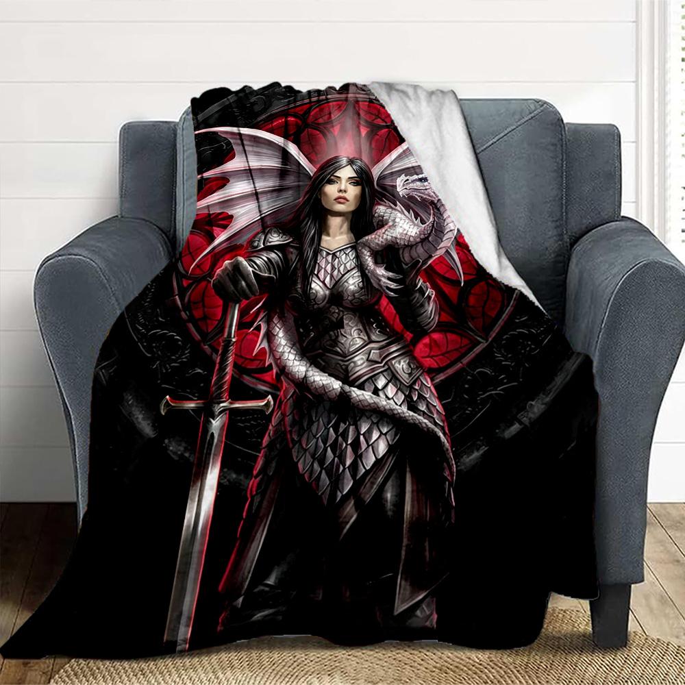 Dragon Knight Flannel Blanket Throw Blanket Soft Warm Sofa Bed Camping Home Decor Unique Christmas Gift Cs92293