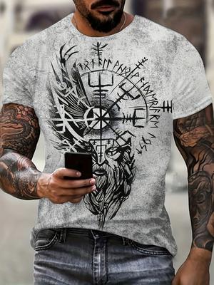 [Summer T-Shirt] Breathable Polyester Men's T-Shirt | Unique Print Design, Crew Neck, Short Sleeve, Casual Sporty Style, Summer Essential