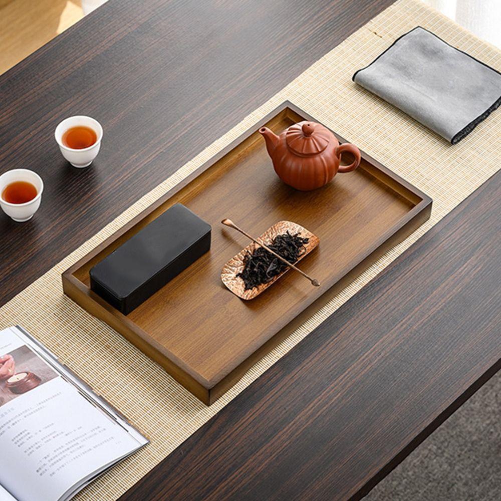 Durable Kitchen Serving Tray Rectangular Serving Platter Bamboo Food Tray  Living Room
