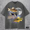 Three Corydoras Catfish Retro Graphic T-shirts, Funny Aquarium Moon Tee, Exotic Tropical Fish Lovers Shirt, Vintage Colorful Fish Gift