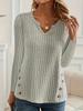 European Autumn/Winter Solid Color Casual Knit Button Sweater - Women's Long Sleeve Pullover Top