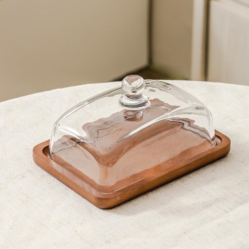 Wooden Dessert Display Tray with Glass Lid With Glass Lid