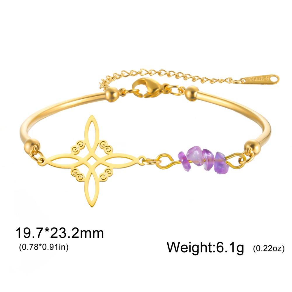 

Witch‘s Knot Charm Bracelet for Women Wicca Accessories Amulet Power of Four Elements Stainless Steel Jewelry Purple Crystal