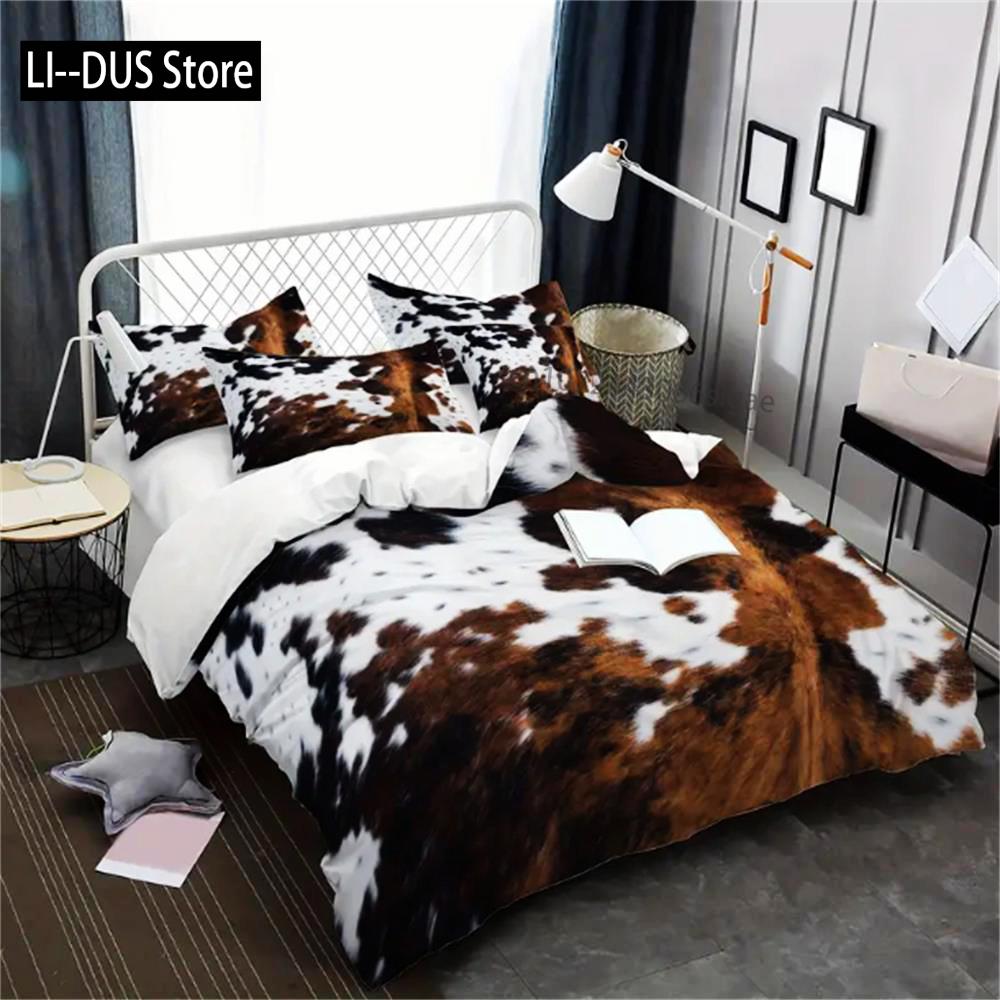 2/3pcs Ultra-Soft Cow Pattern Duvet Cover Set - Plush Comfort For Bedroom And Guest Room With 1 Duvet Cover And 1/2 Pillowcase