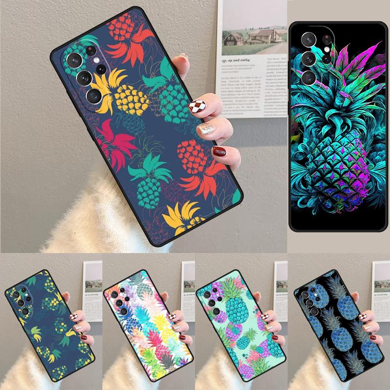Hawaiian Tropical Neon Pineapple Silicone Phone Case For Samsung Galaxy Note 10 Pro S26 S25 S24 S23 S22 S21 Plus Ultra Cover