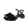 Summer Sandals Women's Summer 2025 New Thick Heel Bow Summer Low Heel Bag Head Small Leather Shoes Summer with Skirt