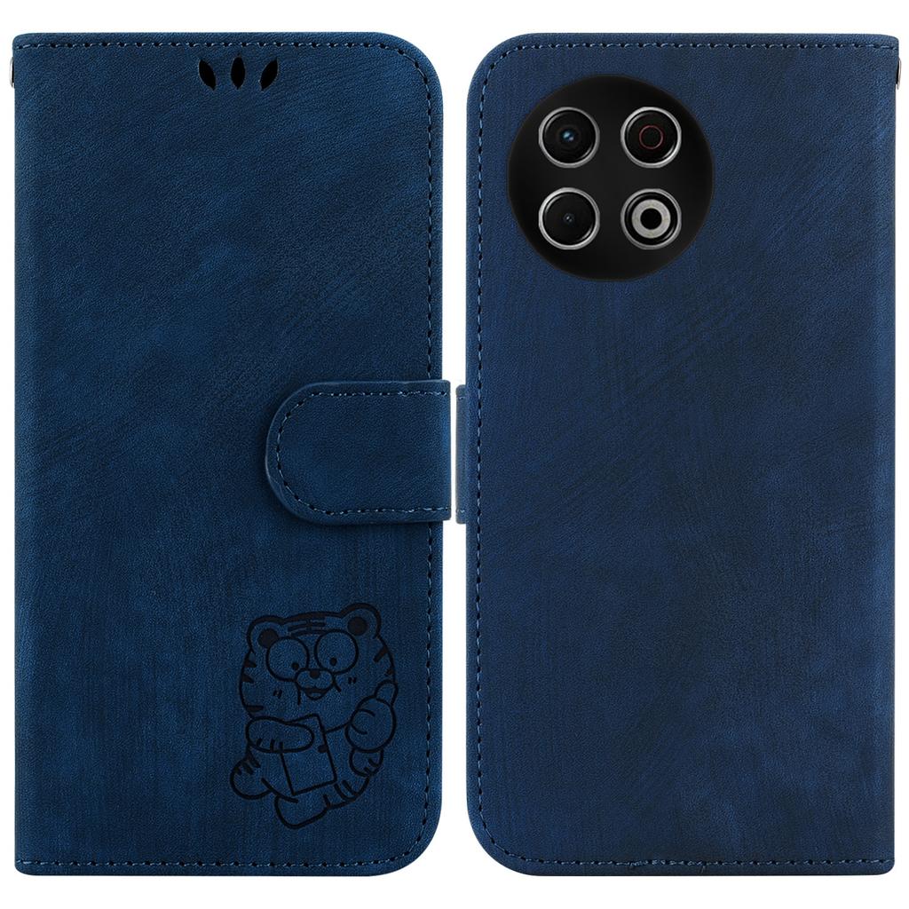 For TECNO Spark 30 Pro 4G Wallet Case Tiger Imprint Leather Shockproof Phone Cover with Wrist Strap