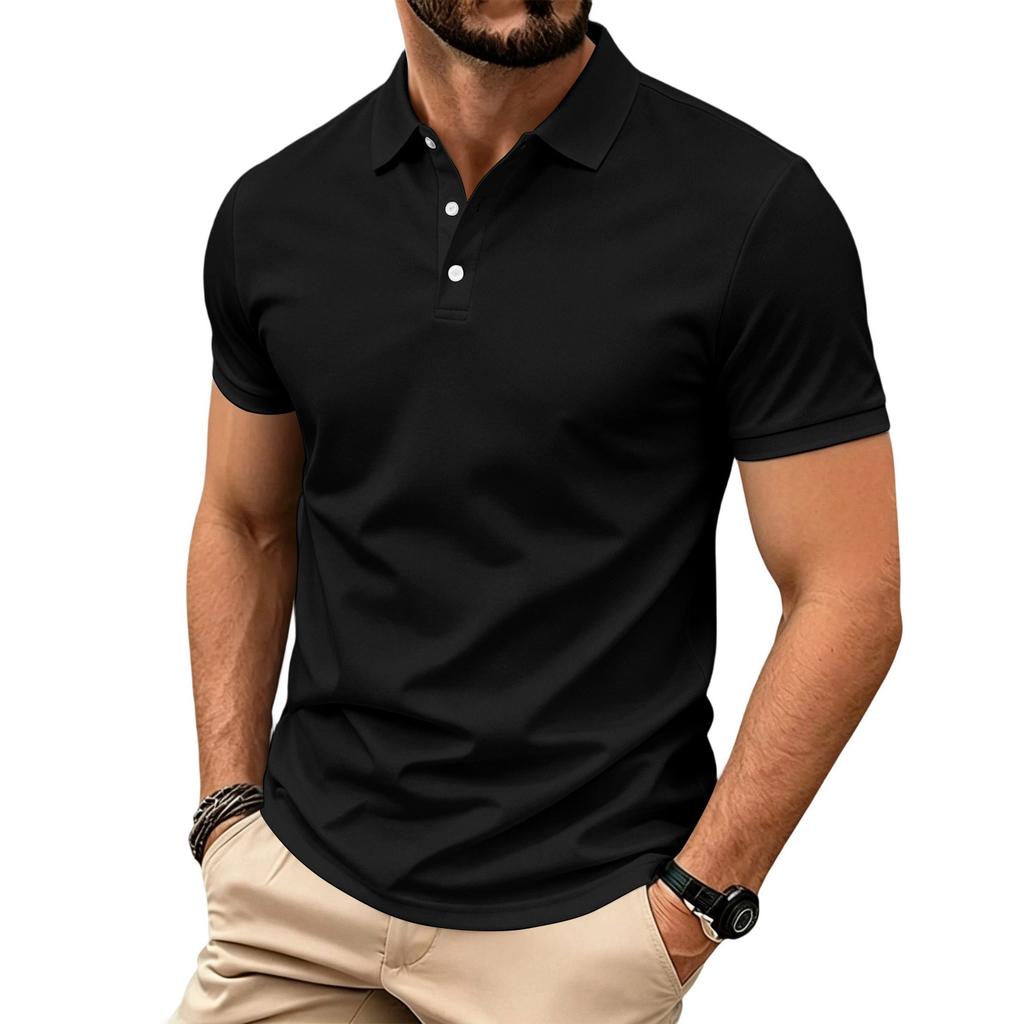 Men's Classic Fit Short Sleeve Polo Shirt with Breathable Quick Dry Fabric and Turn Down Collar for Casual or Sportswear