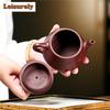 240 ml High-End-Teekannen aus lila Ton von Yixing, handgefertigt, implizite Schöpfkanne, Roherz, Rosenrotschlamm, Teekessel, Zisha-Teeset