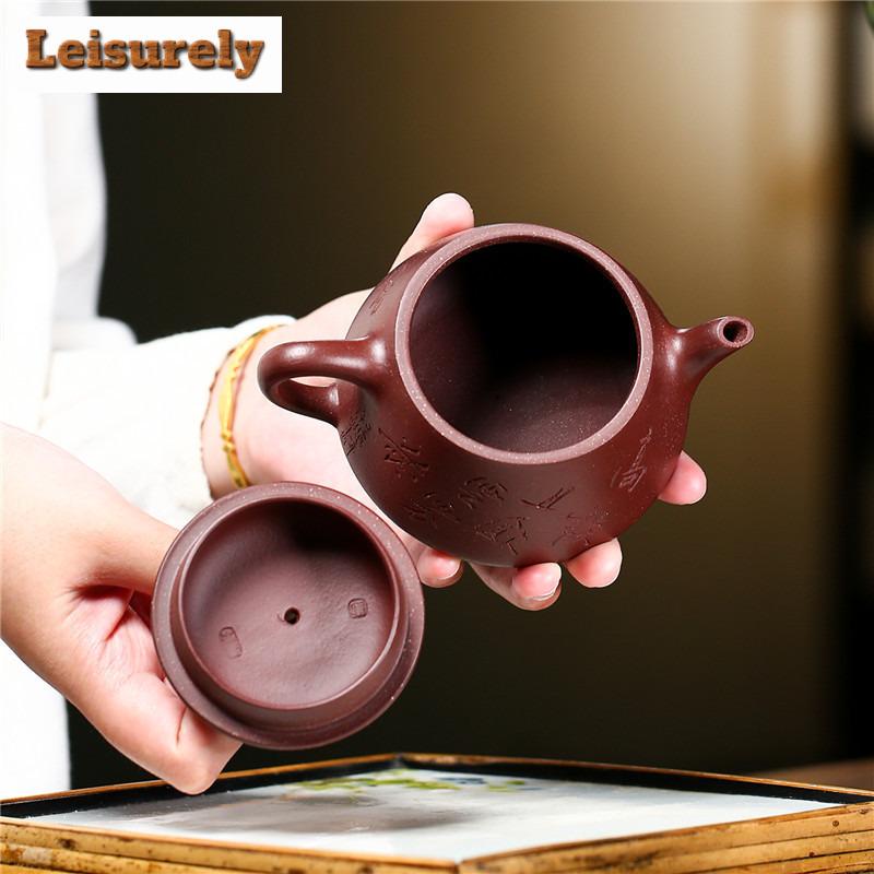 240 ml High-End-Teekannen aus lila Ton von Yixing, handgefertigt, implizite Schöpfkanne, Roherz, Rosenrotschlamm, Teekessel, Zisha-Teeset