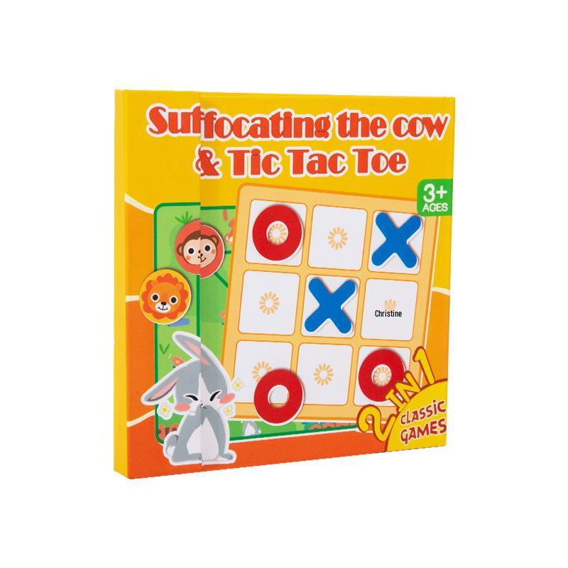 Kongming Chess 3-in-1 Solitaire, Tic-Tac-Toe, and Huarong Road Puzzle Board Game Toy