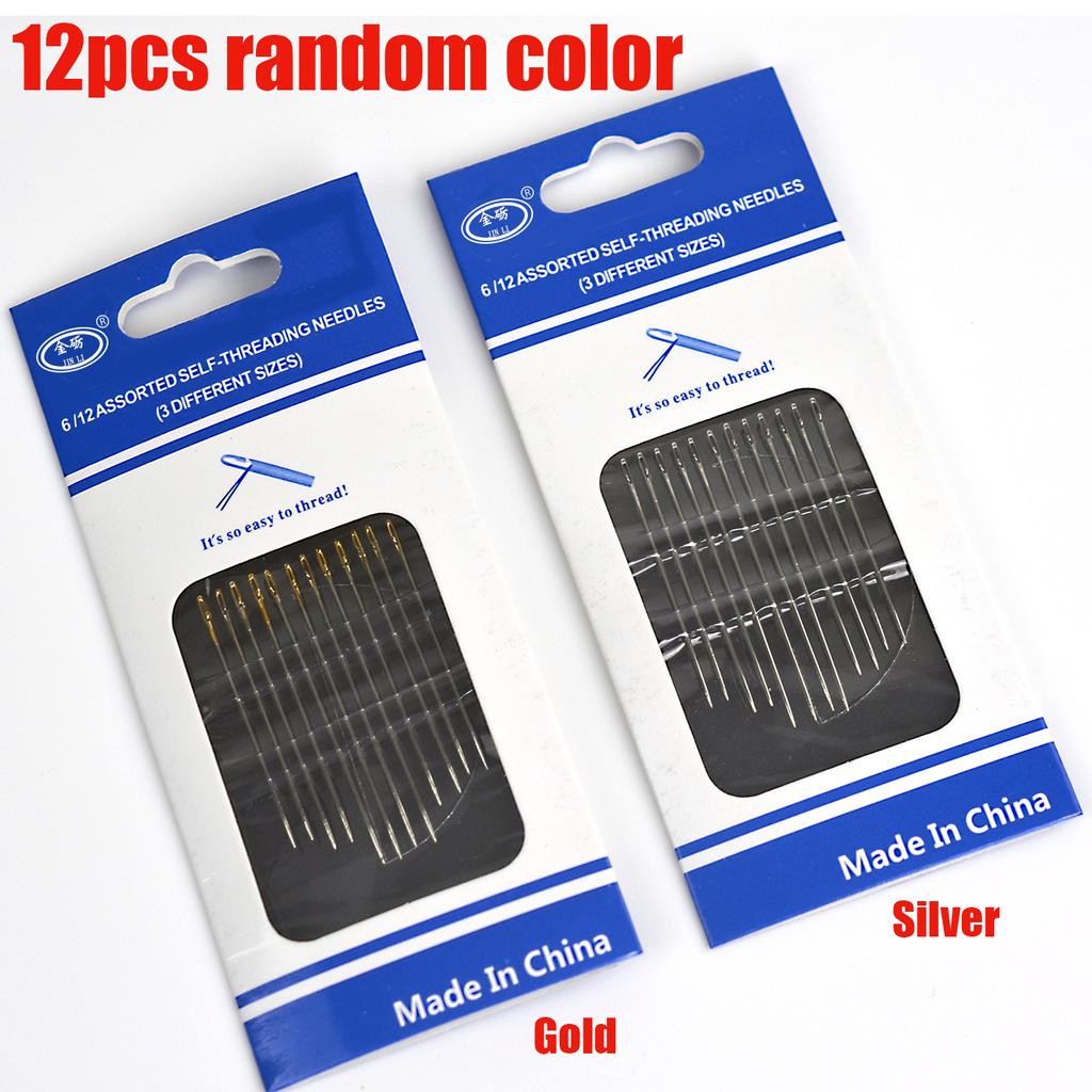12/24Pcs Blind Sewing Needles Elderly Big Hole Stainless Steel Needle for Sewing Household DIY Jewerly Beading Threading Needles