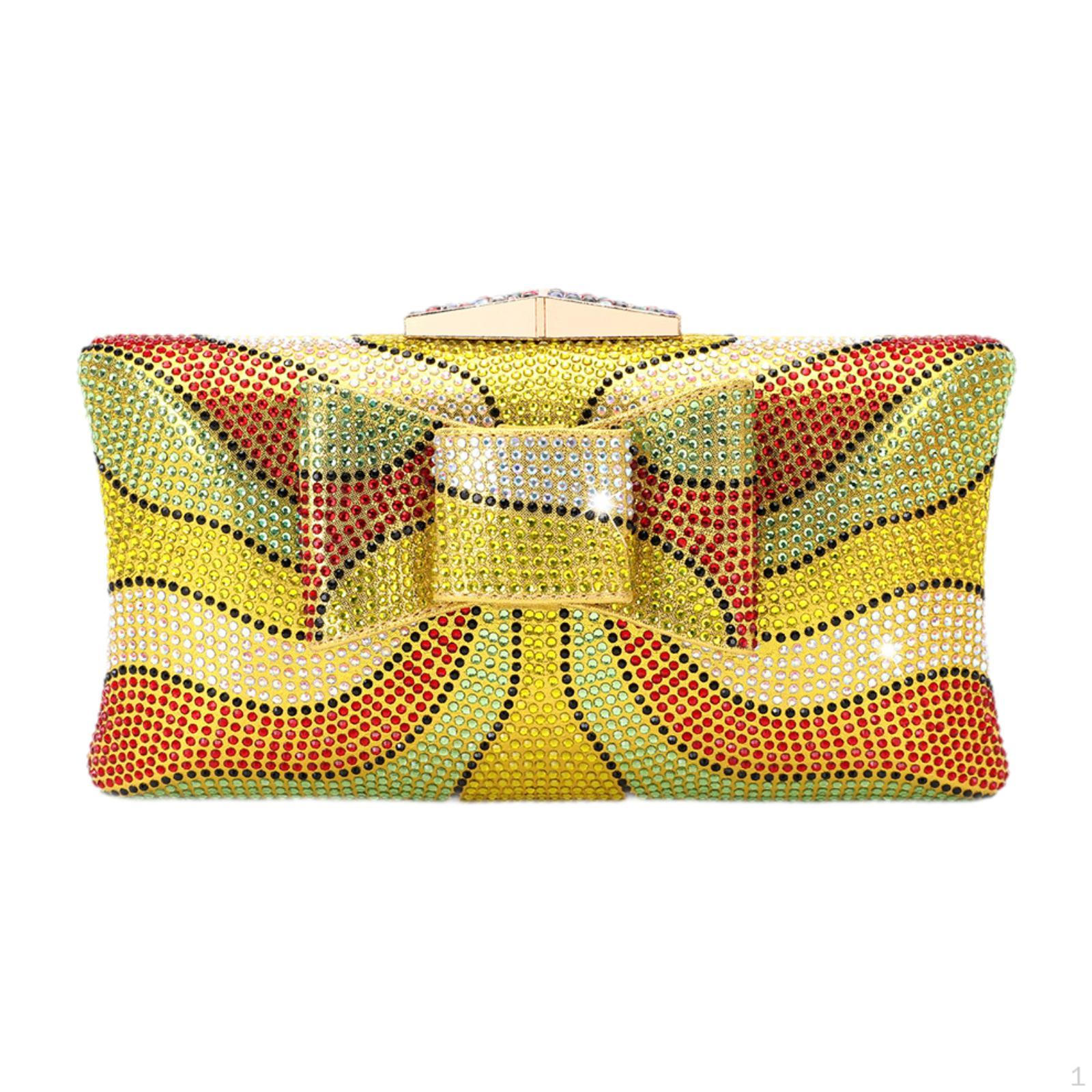

Вечерняя сумочка для женщин, клатч со стразами и цепочным ремешком, блестящая элегантная сумка-тоут жёлтый