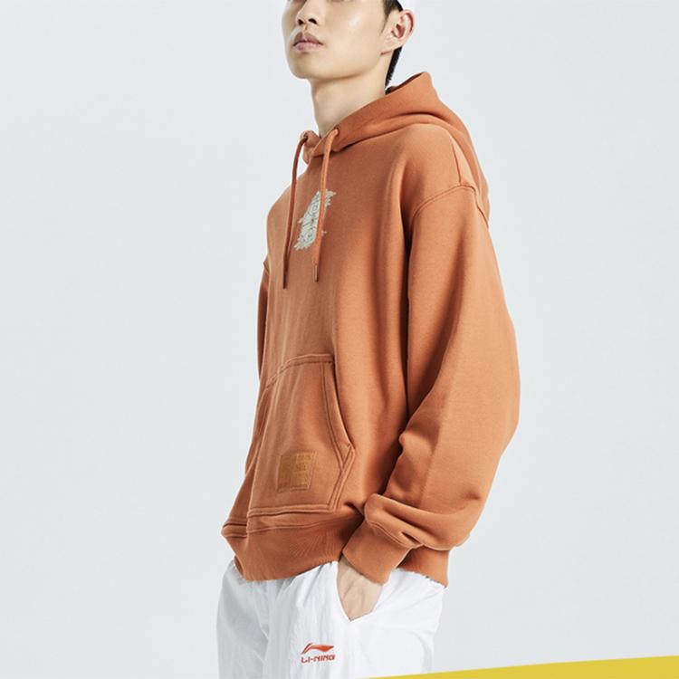 Li Ning Badfive Basketball Series Loose Casual Sports Hoodie Men hoodies Amber-Brown AWDQ522-1