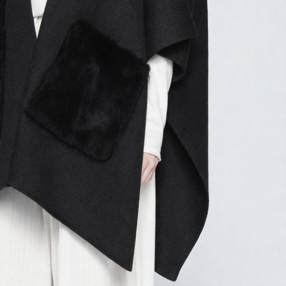 Mink Pocket Wool Cape Bk 15070ss