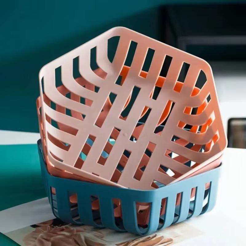 5Pcs Hollowed Out Fruit Basket Creative Snack Storage Basket Kitchen Drain Basket Multifunctional Fruit and Vegetable Basket