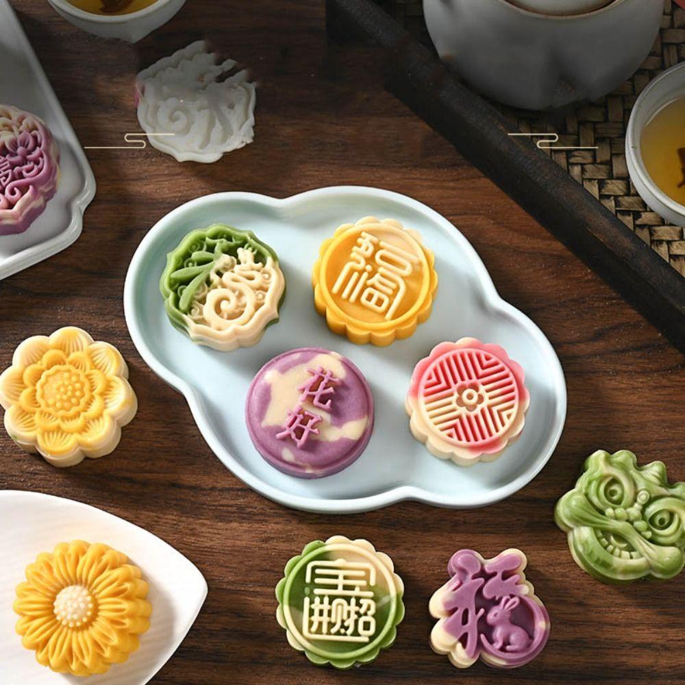 DIY Round Mooncake Mold Mid Autumn Festival Plungers Pastry Tools Moon Cake Tool Moon Cake Mould