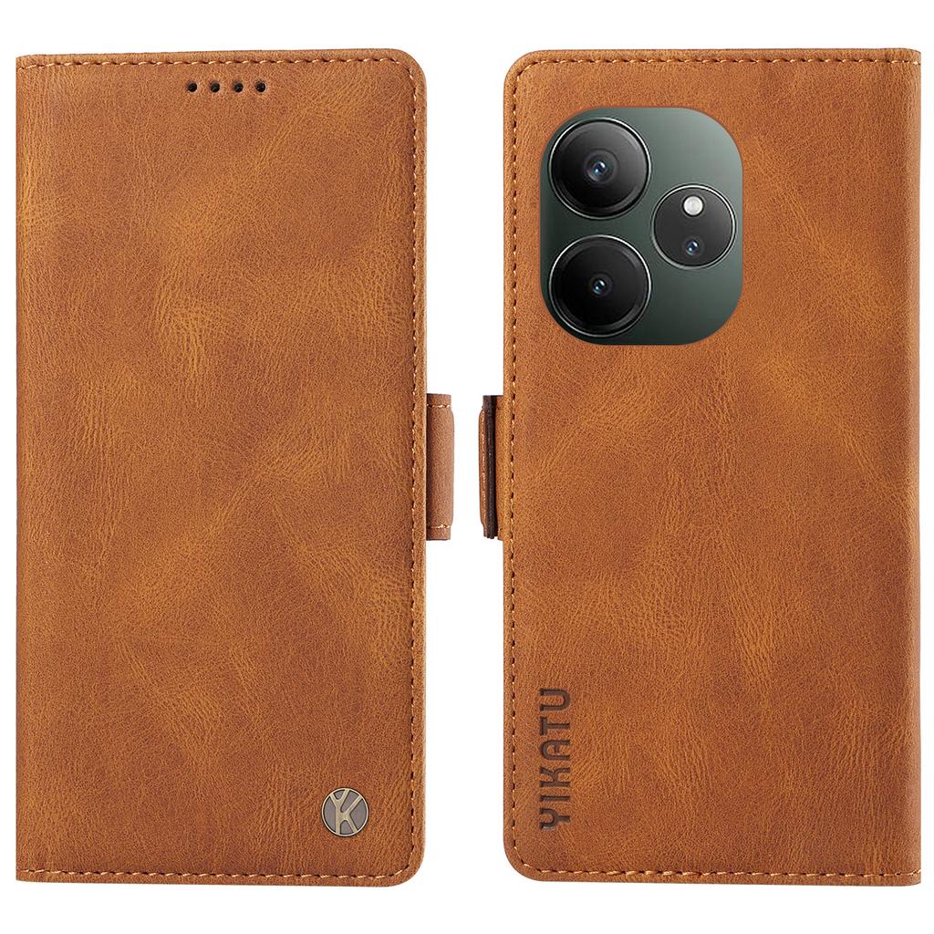 For Realme GT 6 5G Case PU Leather Phone Cover with Card Holder Side Magnetic Clasps