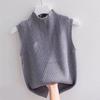 Summer Korean Solid Color Half Turtleneck Sleeveless Casual Knitted Vest For Women