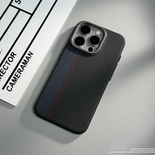 Applicable To IPhone 16 Track Kevlar Carbon Fiber Magnetic Phone Case Apple 15promax Anti Fall Protection Case