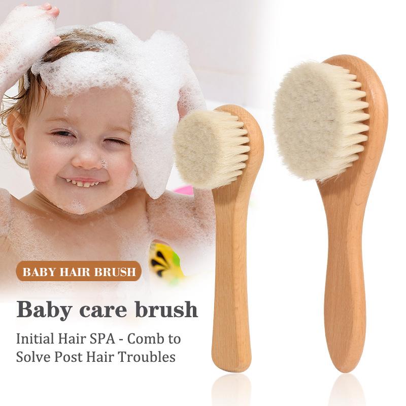 Baby Care Beech Wooden Handle Brush Baby Hbrush Newborn Infant Comb For Head Massager For Baby Shower Pure Natur
