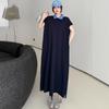 Summer Loose Cotton Polo Collar Dress - Elegant Casual Long Skirt