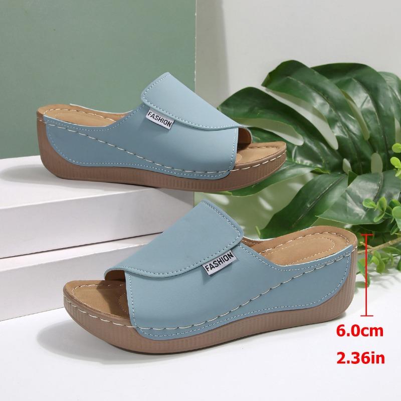 Women's Plus Size Minimalist Slides Solid Color Fish-Mouth Thick-Soled Casual Sandals