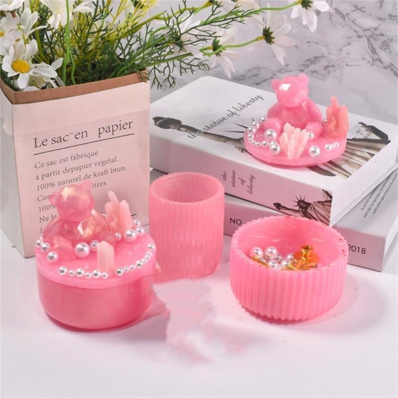 Holder Mould Reusable Silicone Mold with Lid Stand Casting Moulds Plaster Crafts DIY Soap Making Tool