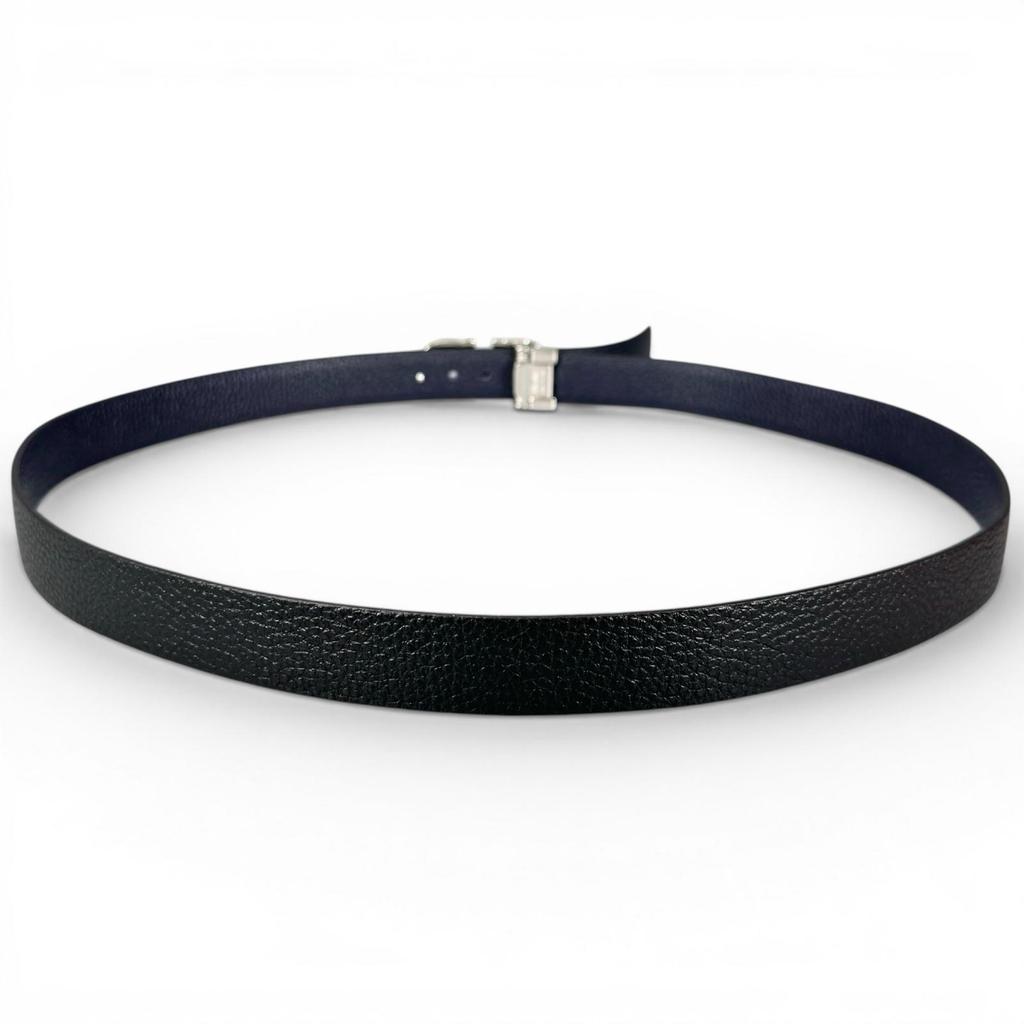 Pristine Salvatore Ferragamo Belt Double Gancini Reversible Navy Leather Mens Used