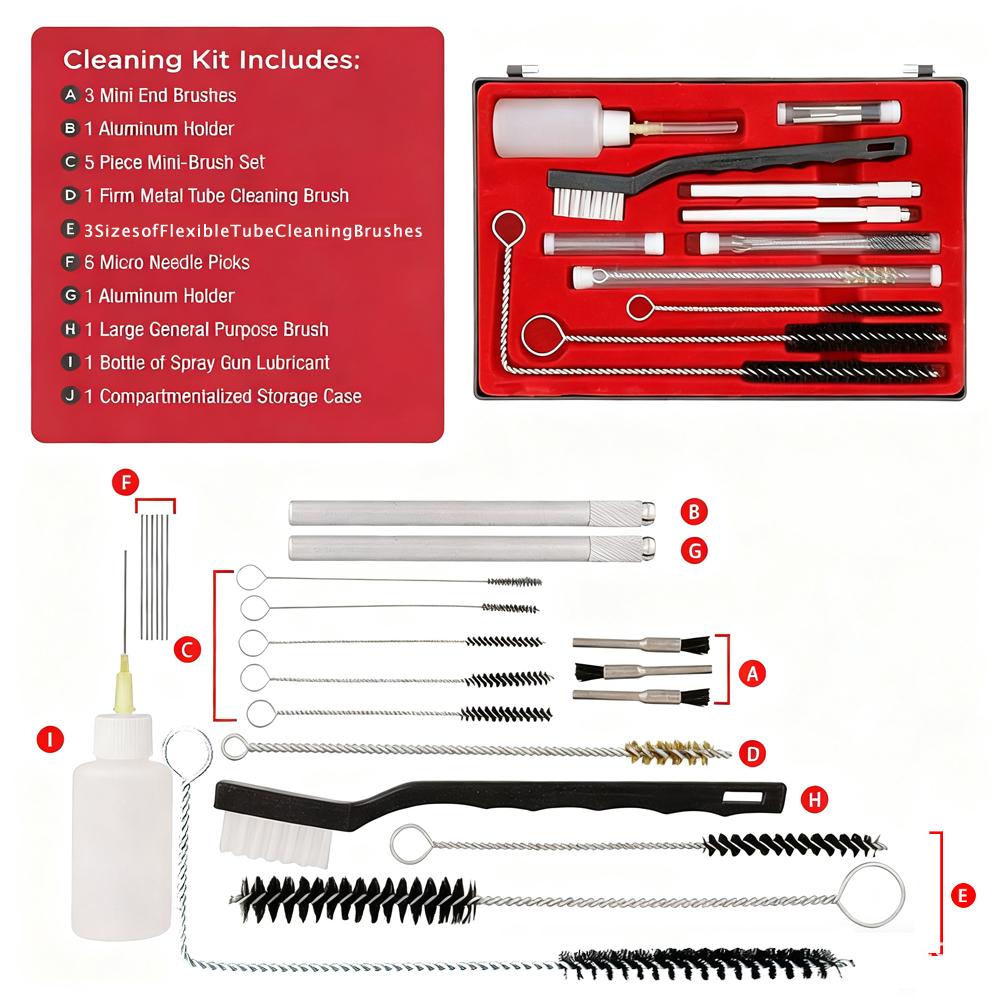 23/17PCS Professional Spray Gun Cleaning Brush Spray Gun Cleaning Kit Cleaning Tools Paint Brush Cleaning Needle