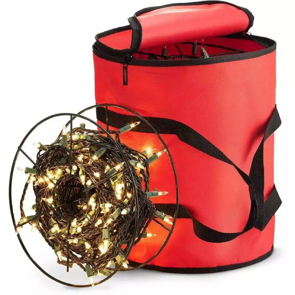 Round Christmas Storage Bag Red Christmas Light Bag Christmas String Lights Storage Bag  Tree Light