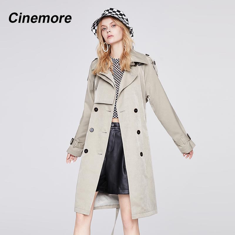 Cinemore Jachetă de vânt pentru femei, nou 2022, ocazional, la modă dublu, cu guler răsturnat, cu mânecă întreagă, haină elegantă pentru femei 92322