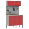 Workbench Cabinet Set with Drawers and Shelf 6 pcs Red