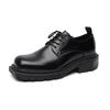 men's casual genuine leather shoes lace-up derby shoe square toe platform sneakers business wedding dress black stylish footwear