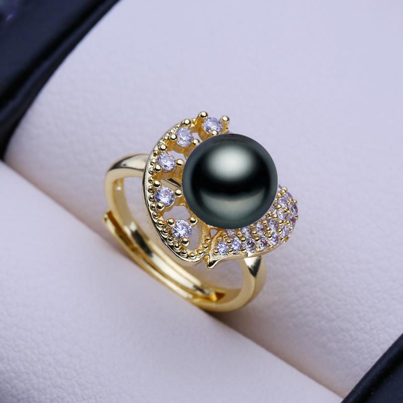 LSOOYH Inele de perle de apă dulce naturală pentru femei, inel de inimă boemă de culoare aurie, bijuterii de perle, cadou de aniversare