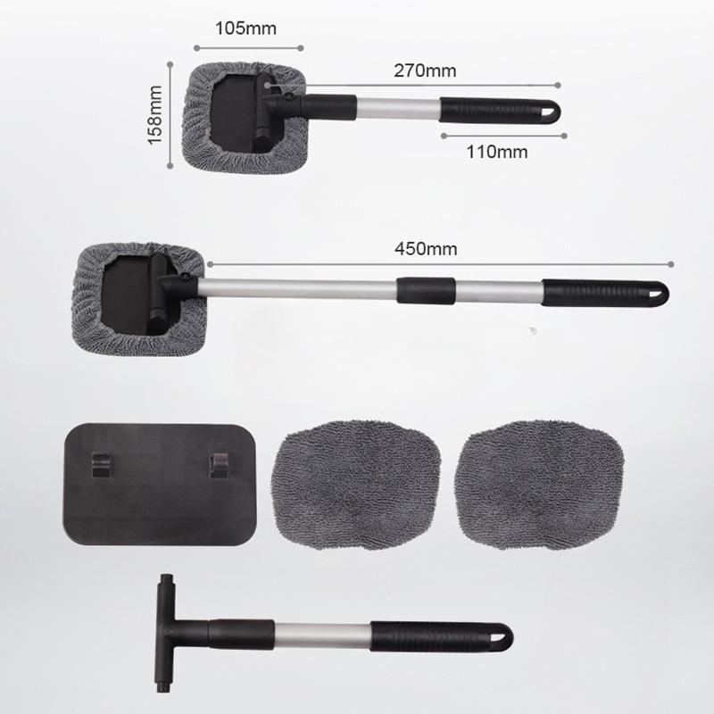 

Windshield Cleaner, Car Windshield Cleaning Tool Inside , Washable Microfiber Pads and Extendable Handle Auto Glass Wiper Kit чёрный