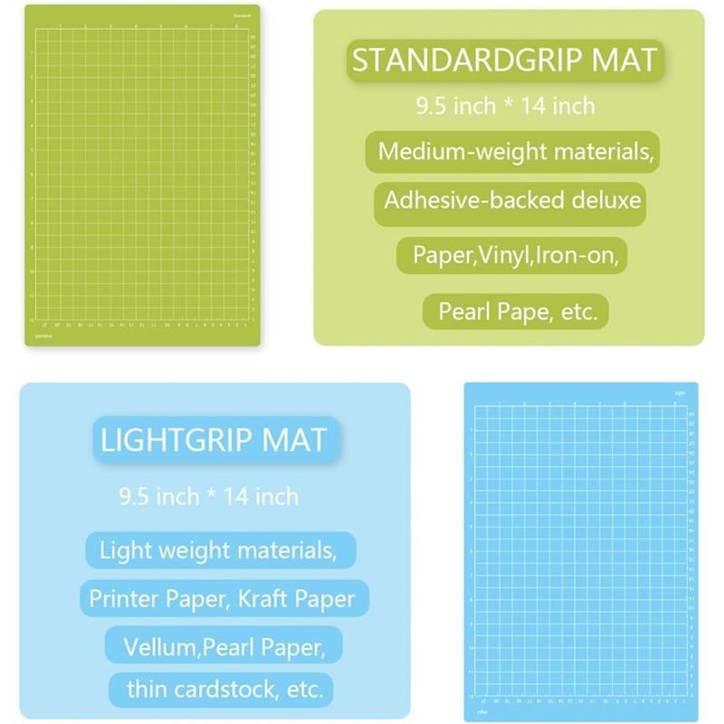 Reusable Sticky Grip Cutting Mat 6-Pack 8.5X12 In Light& Standard Thickness For Crafts, Quiltting- Cricket Cut Mat Compatible