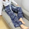 Damen-Blumen-Baumwoll-Seiden-Pyjama - Große Größen, Sommer, Leicht, Für draußen, Gerades Bein, Lockerer Schnitt