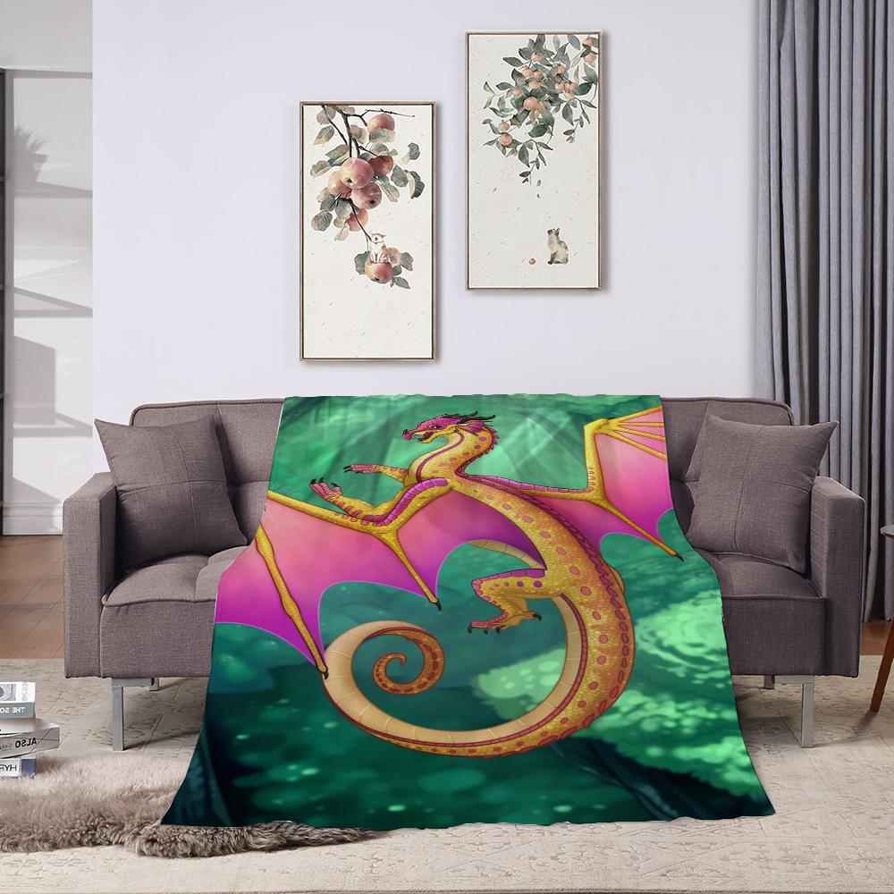 Wings Of Fire Plaid Blanket Halloween Double Bed Blankets for Decorative Sofa Fluffy Soft Blankets and Bedspreads Cobija Anime