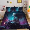 3D Beauty Skull Head Bedding Set Beauty Skull Head Motorcycle Pattern Quilt Cover Pillow Case 2/3 Pieces Microfiber Fabric Full Size Home Decoration