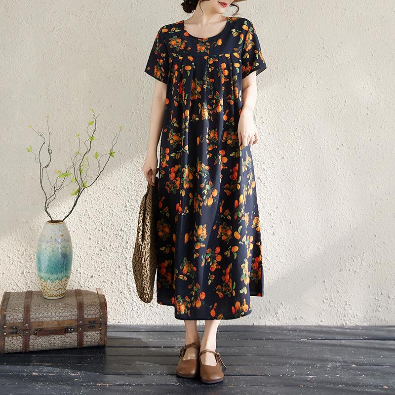 Summer Cotton Silk Loose Nightgown for Plus Size Women - Casual Mom Style Home Dress