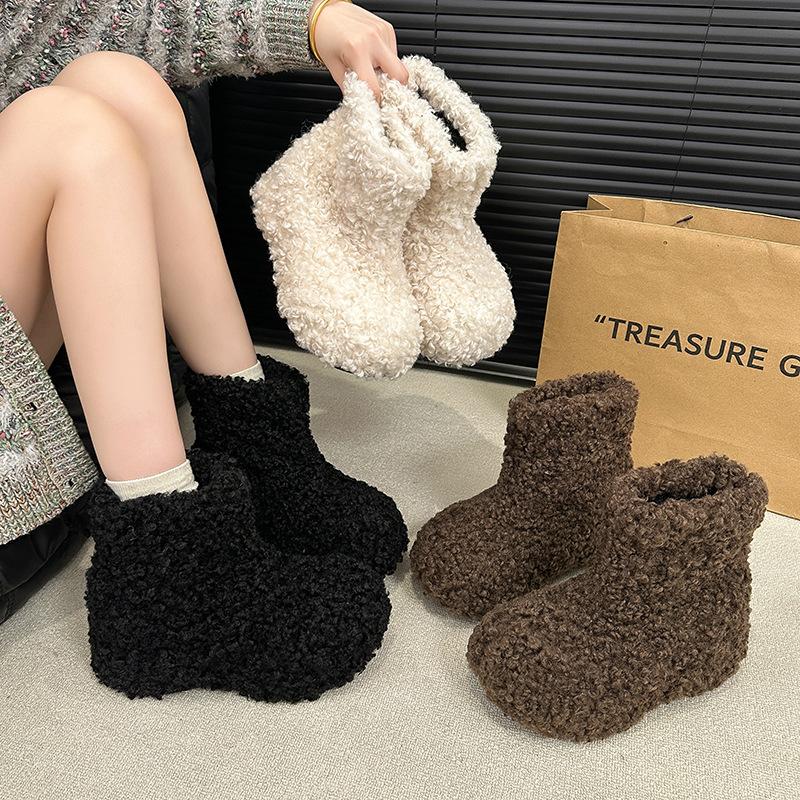 Women's Soft Elastic Winter Warm Cold Padded Snow Boots Thick Bottom Non-slip Wear Outdoor Leisure Sports Plush Cotton Boots