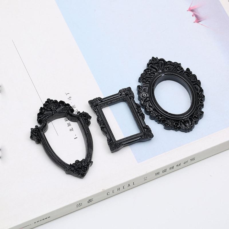 Assorted 15Pcs Resin Miniature Photo Frame with Intricate Floral Carvings Ideal for Artistic DIY Creation Home Decors
