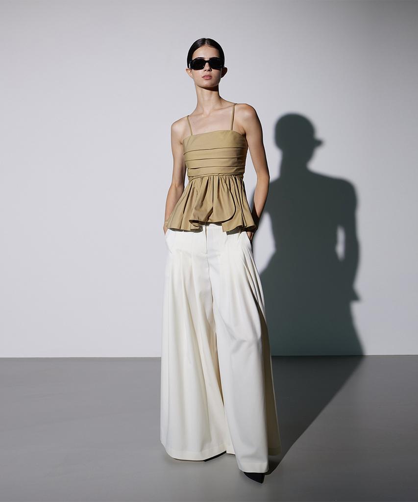 Meuameu Layered Pin Tuck Slacks