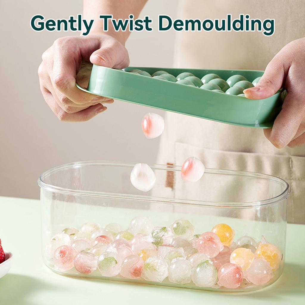 Doppelschichtige Eiswürfelschale mit Eisschaufel, Eisaufbewahrungsbox mit großem Fassungsvermögen, Eisballform, Eiswürfelform, Eiswürfelbereiter, Barwerkzeuge